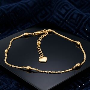 Elegant Gold Heart Charm forAnklet  Women